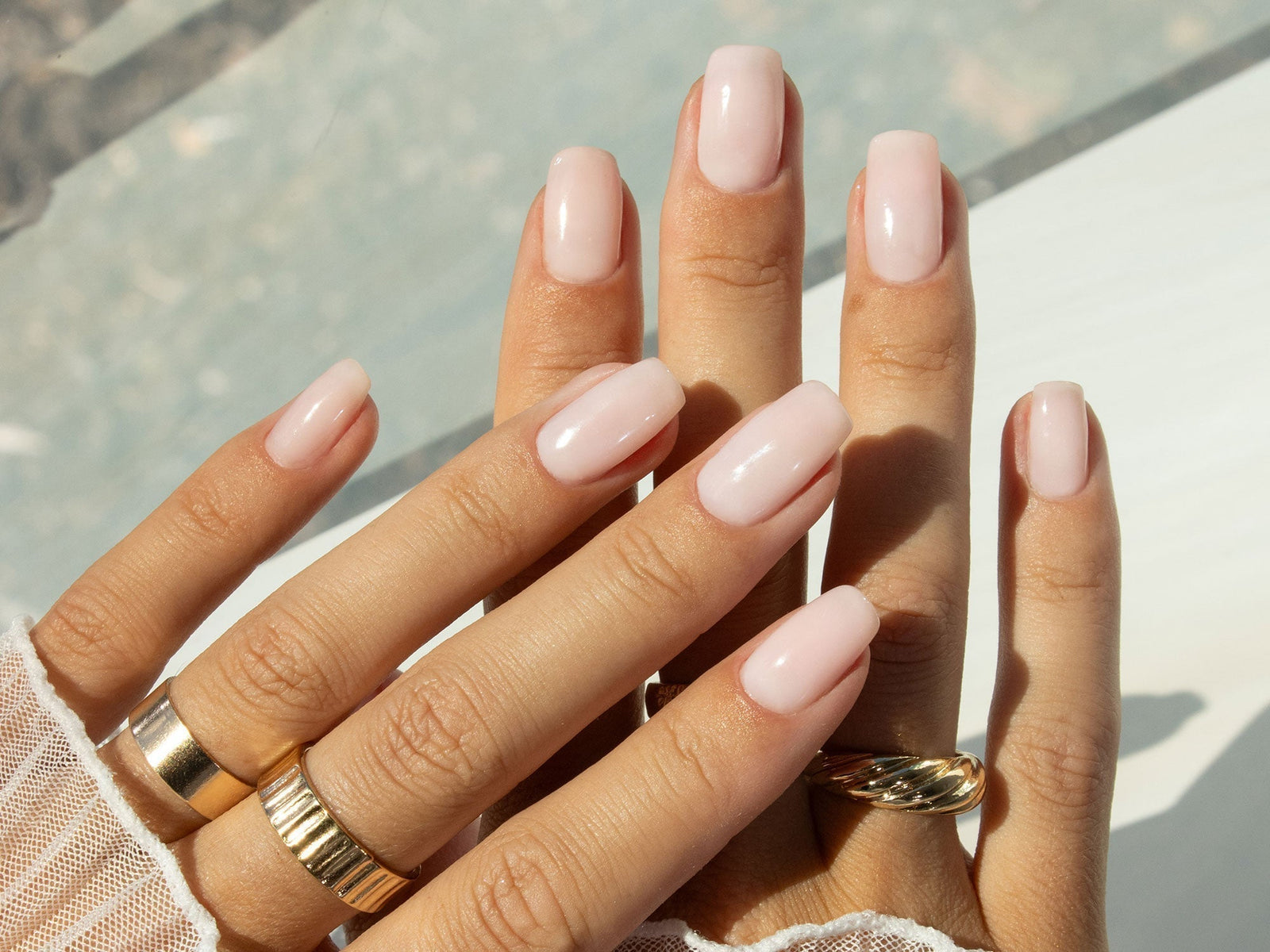 Gelous Milky Pink Builder Gel gel nail polish - photographed in New Zealand on model