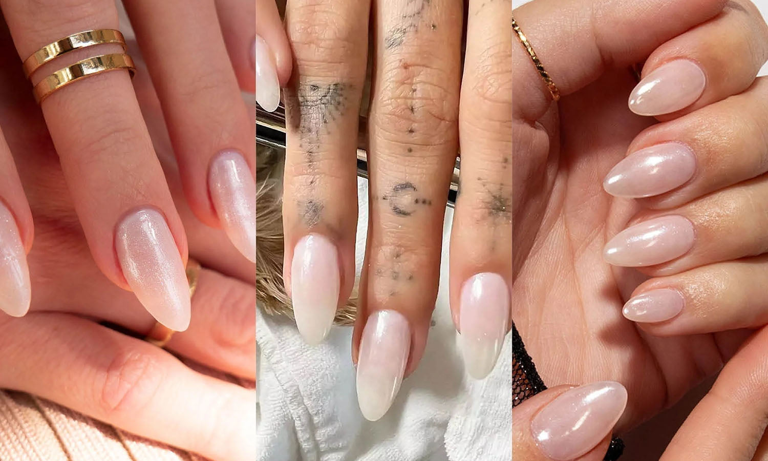 Recreate Hailey Bieber "Glazed Donut" Gel Nails - photographed in New Zealand on model