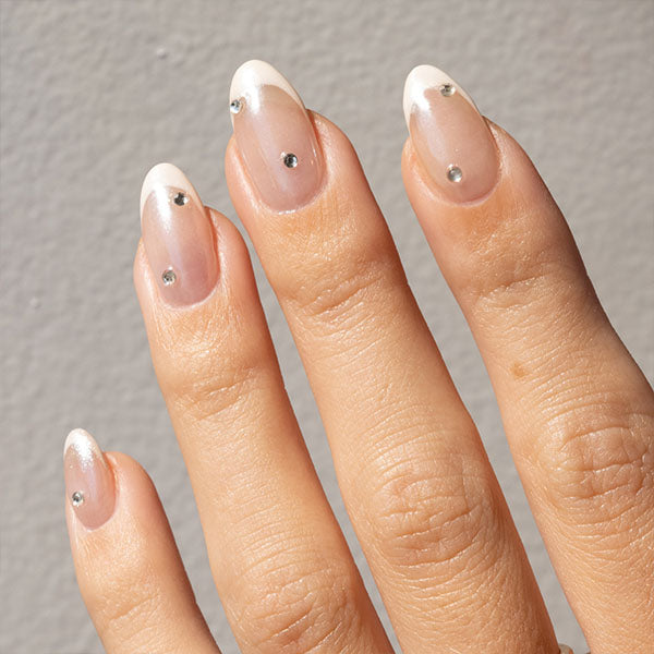 Gelous Rhinestone Gems & French Tips - photographed in New Zealand on model