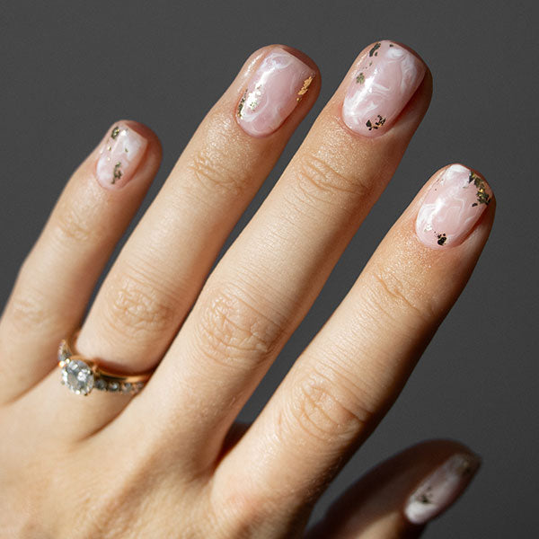 Gelous Gold Leaf and Marble Nail Art - photographed in New Zealand on model