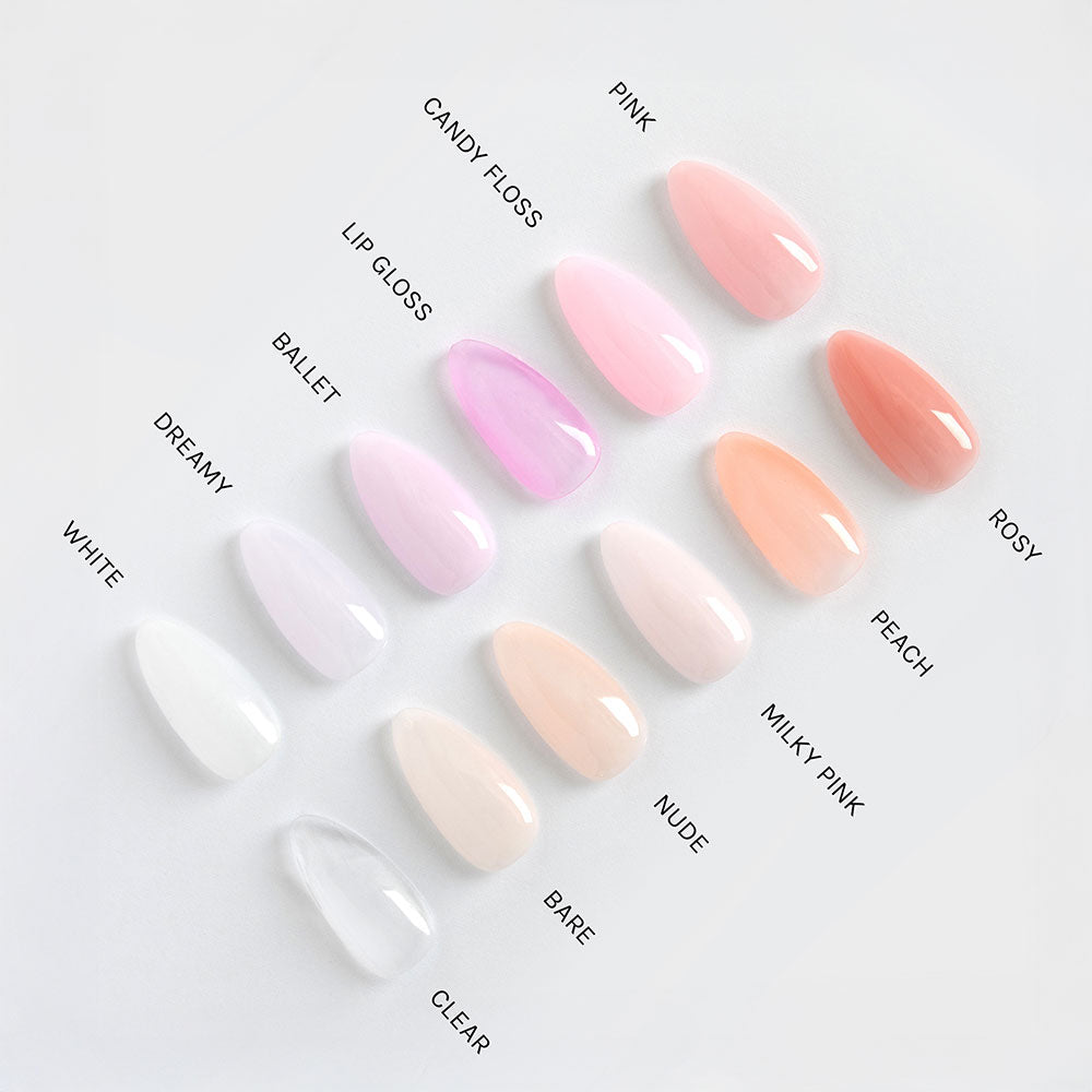 Gelous Builder in a Bottle (BIAB) gel nail polish comparison - photographed in New Zealand