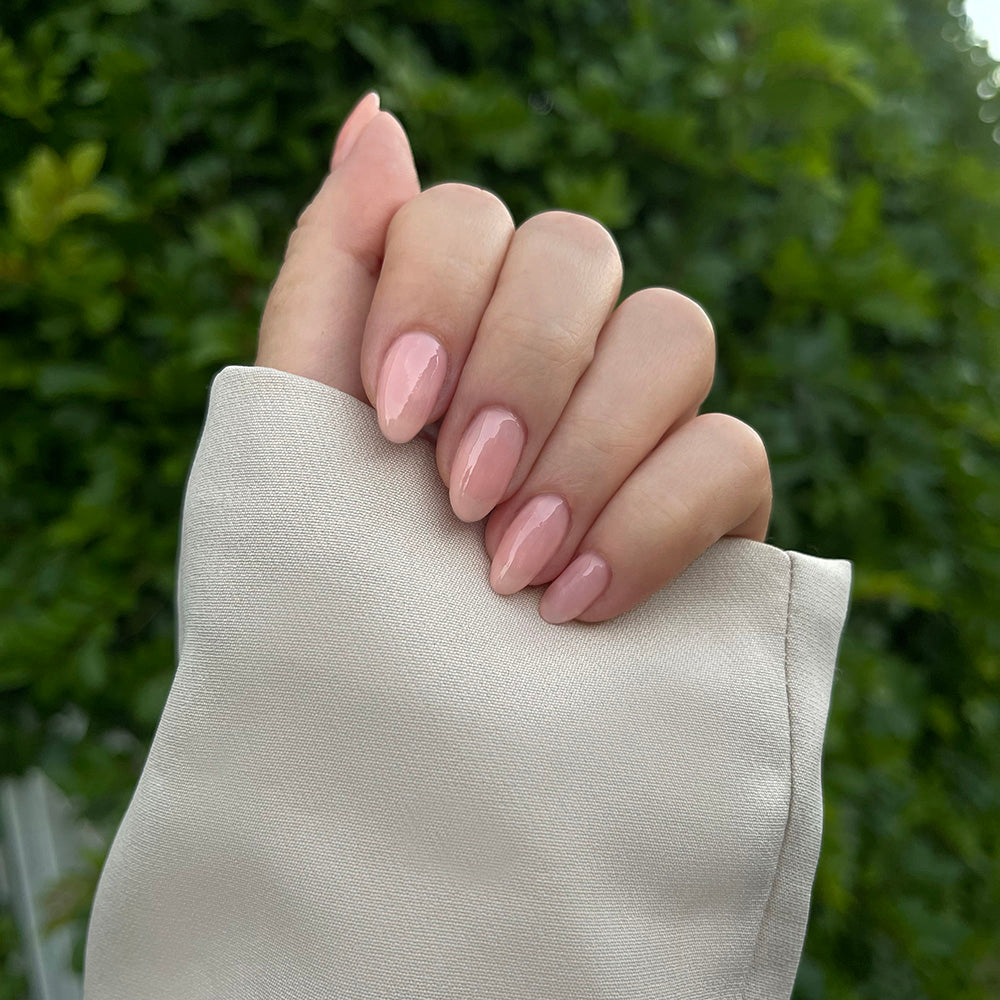 Gelous Pink Rubber Base Coat gel nail polish - photographed in New Zealand on model