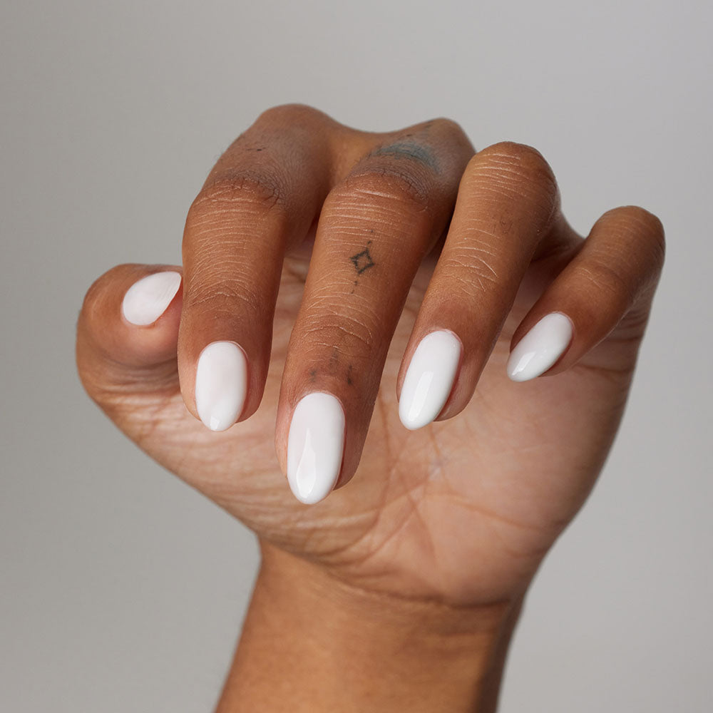 Gelous White Rubber Base Coat gel nail polish - photographed in New Zealand on model