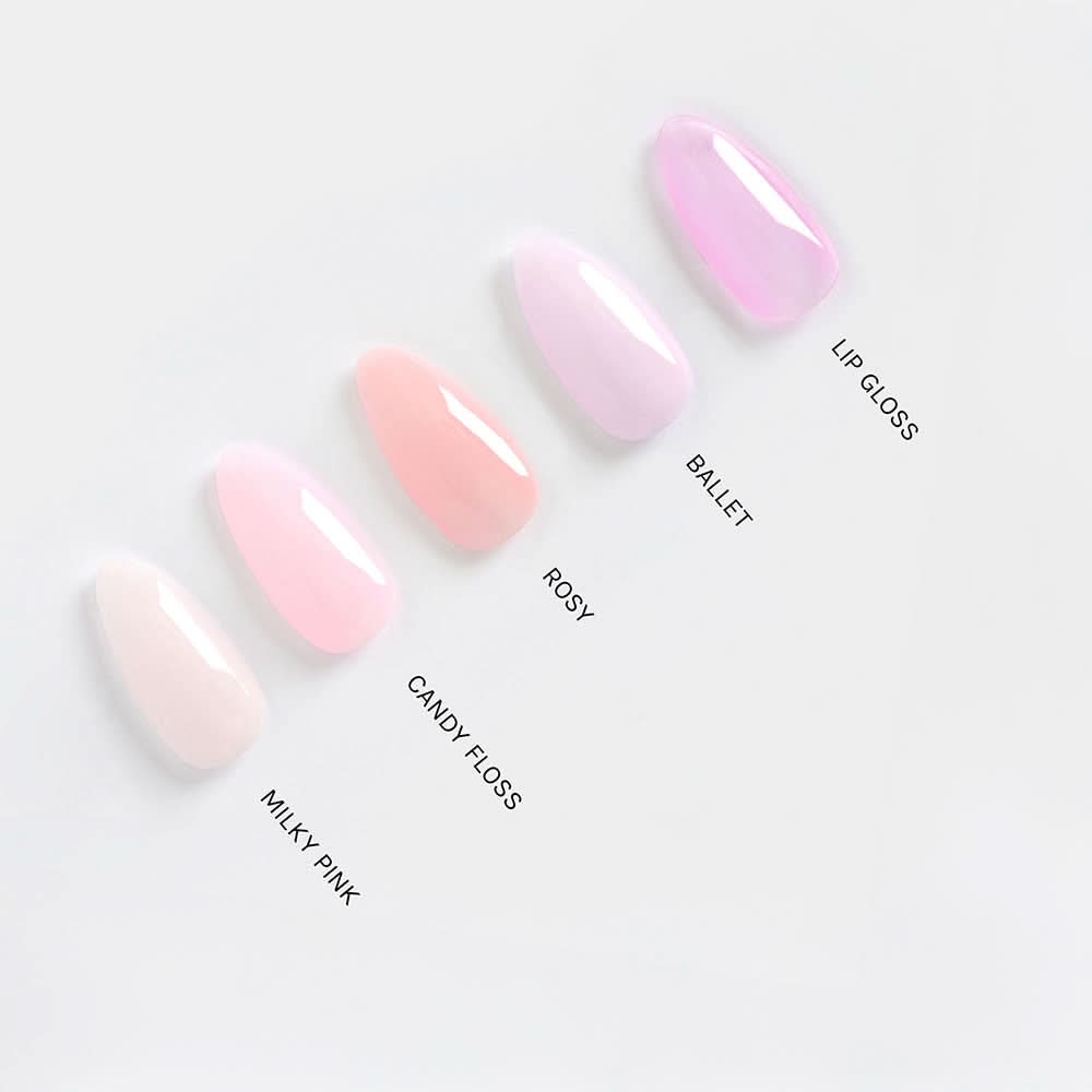 Gelous Ballet Builder Gel nail polish comparison - photographed in New Zealand