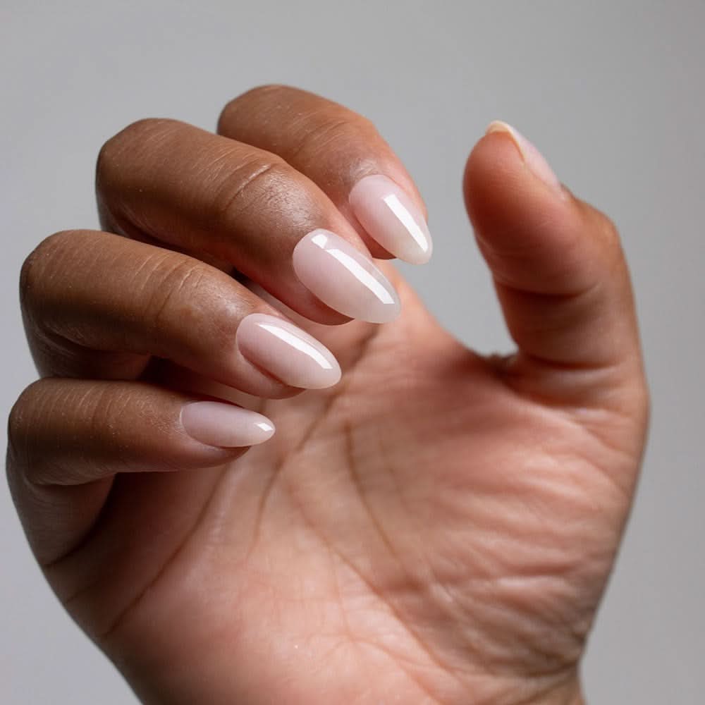 Gelous Bare Builder in a Bottle (BIAB) gel nail polish on model - photographed in New Zealand