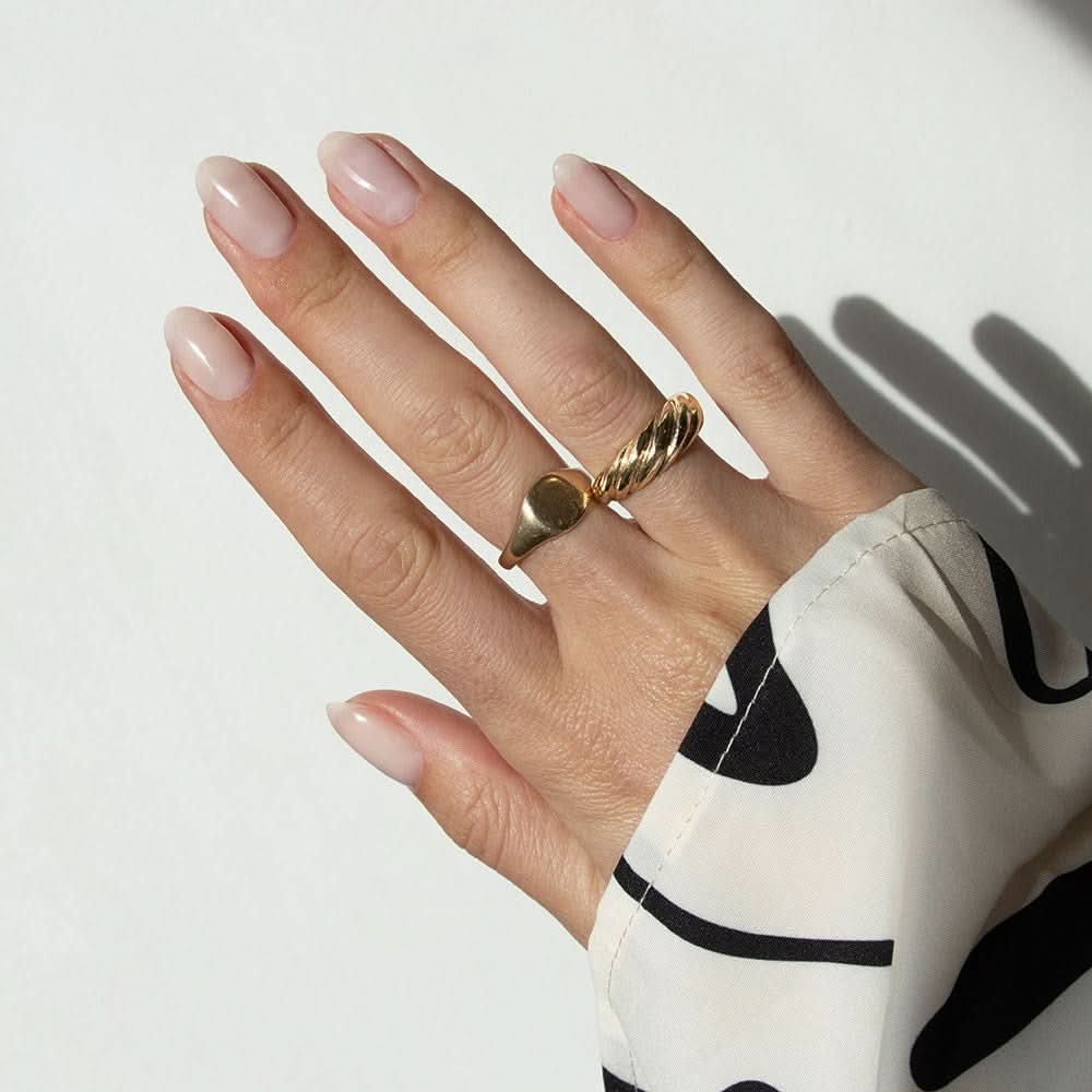Gelous Bare Builder in a Bottle (BIAB) gel nail polish on model - photographed in New Zealand