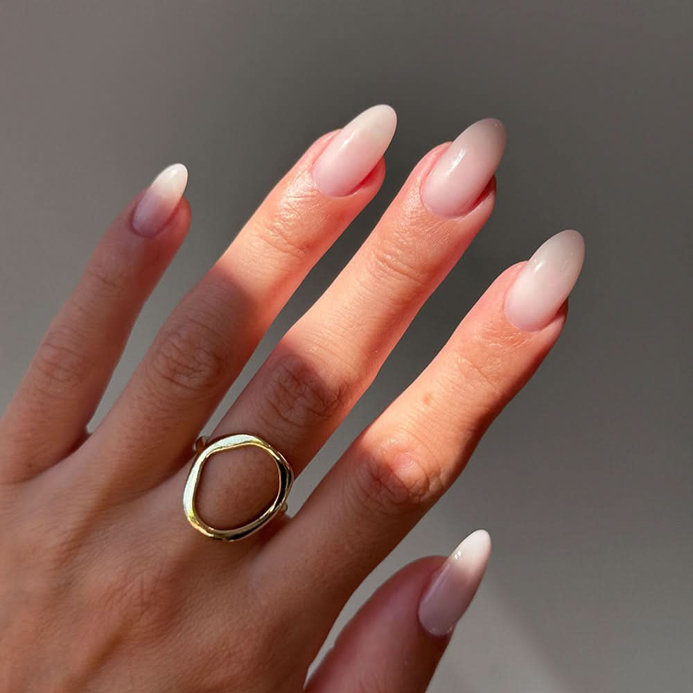 Gelous Bare Builder in a Bottle (BIAB) gel nail polish on model - photographed in New Zealand