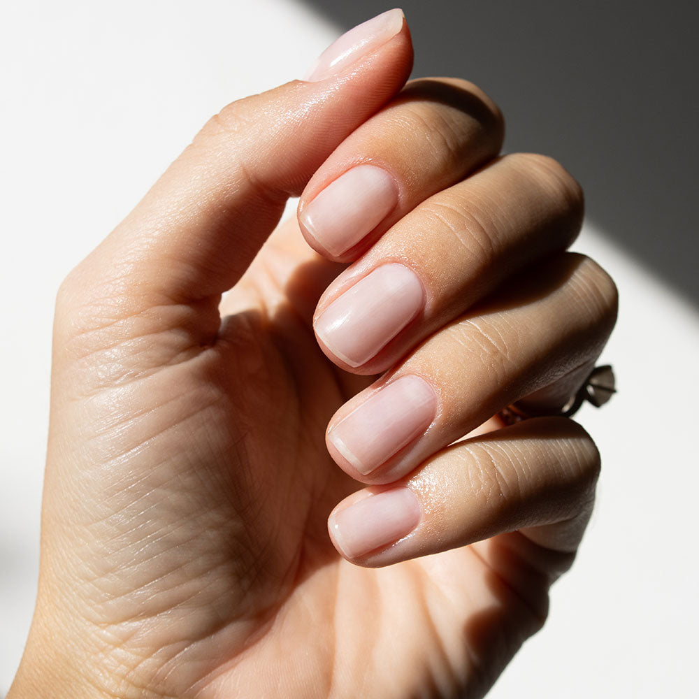 Gelous Clear Builder Gel (BIAB) gel nail polish on model- photographed in New Zealand