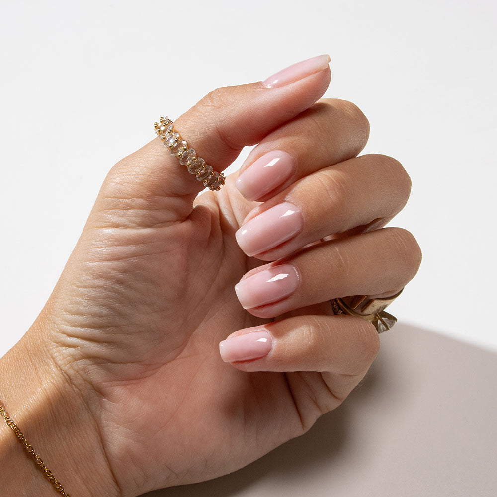 Gelous Pink Builder Gel (BIAB) gel nail polish - photographed in New Zealand on model