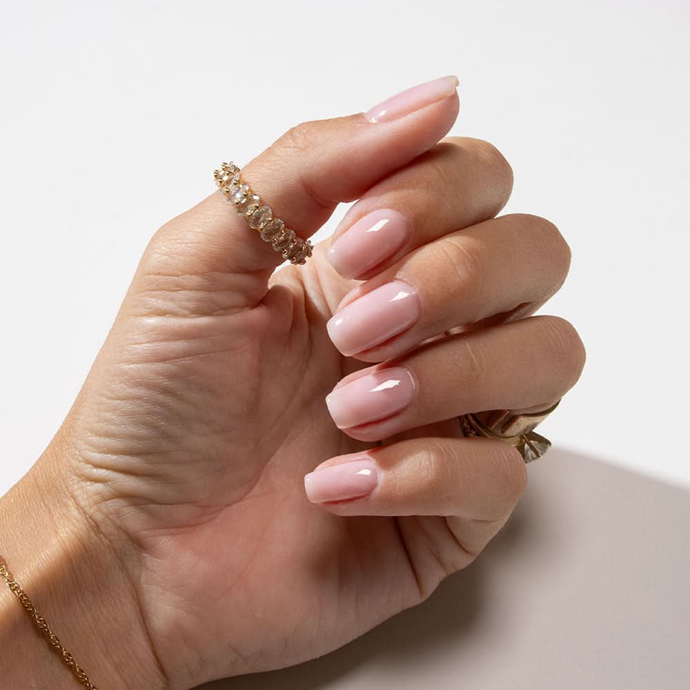 Gelous Pink Builder Gel (BIAB) gel nail polish - photographed in New Zealand on model