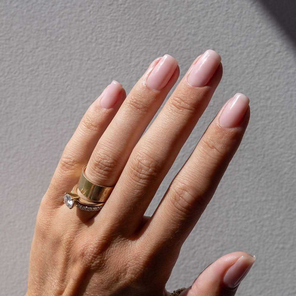 Gelous Pink Builder Gel (BIAB) gel nail polish - photographed in New Zealand on model