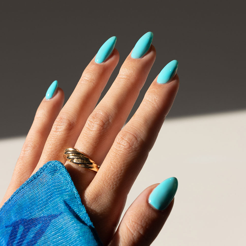 Gelous Blue Spring gel nail polish swatch - photographed in New Zealand