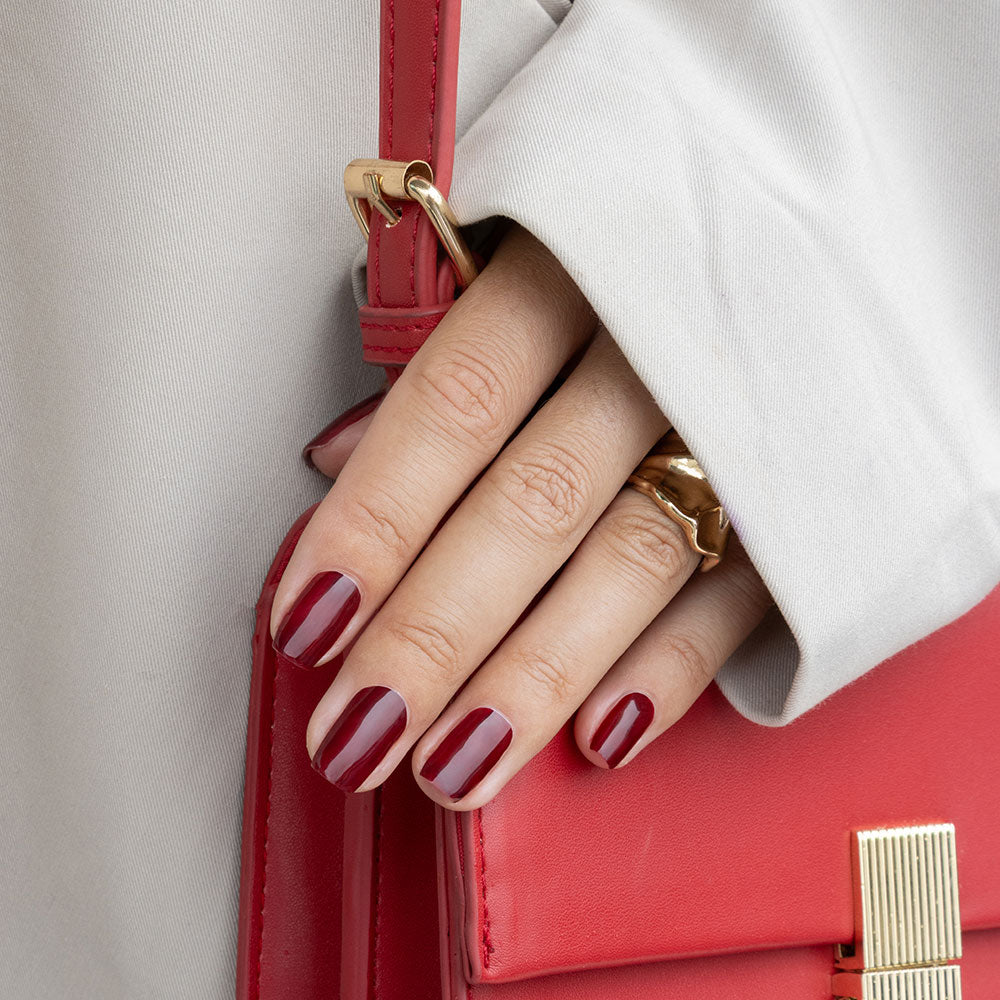 Gelous Cherry Gloss gel nail polish - photographed in New Zealand on model