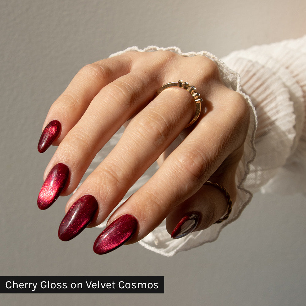 Gelous Cherry Gloss gel nail polish - photographed in New Zealand on model