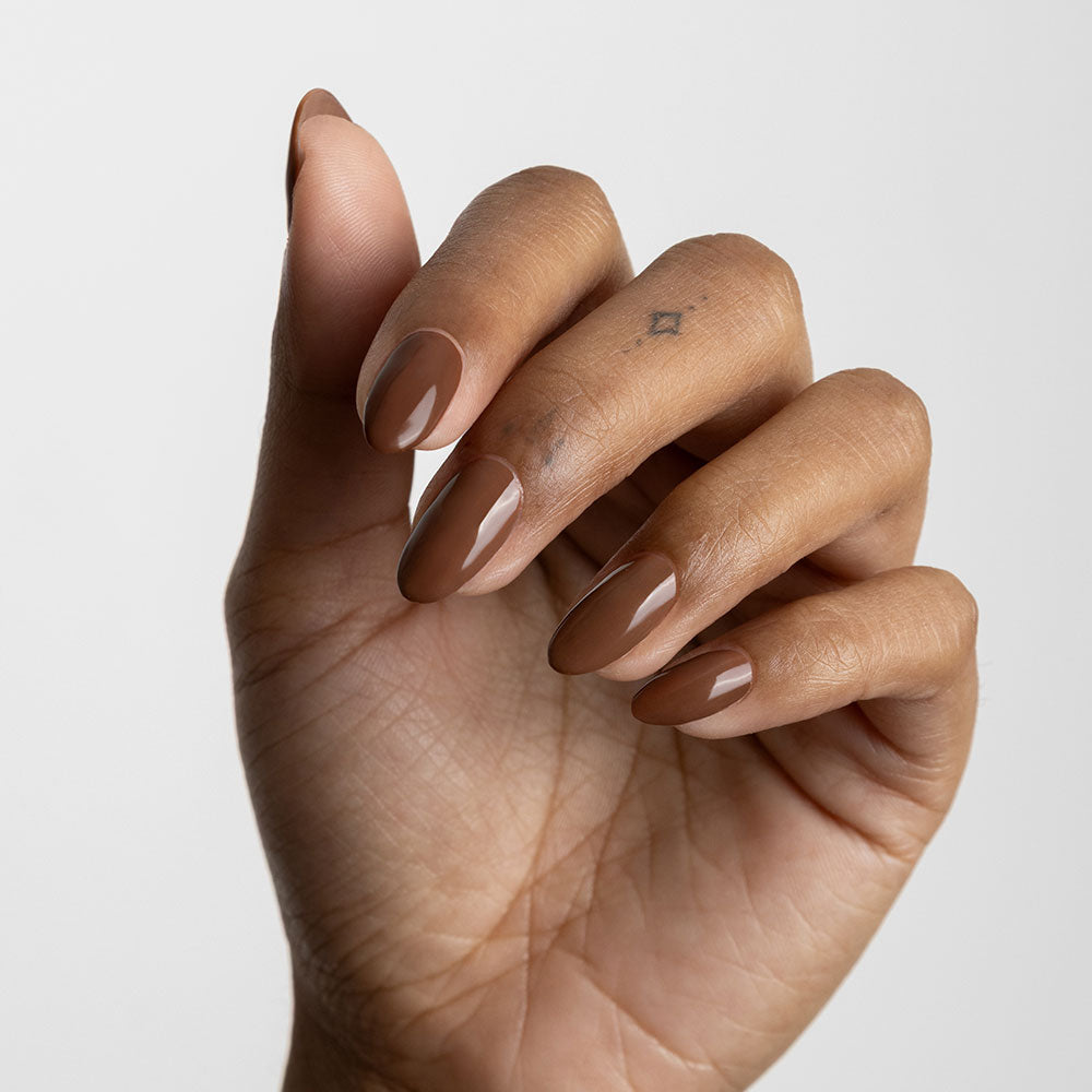 Gelous Coffee Bean gel nail polish - photographed in New Zealand on model