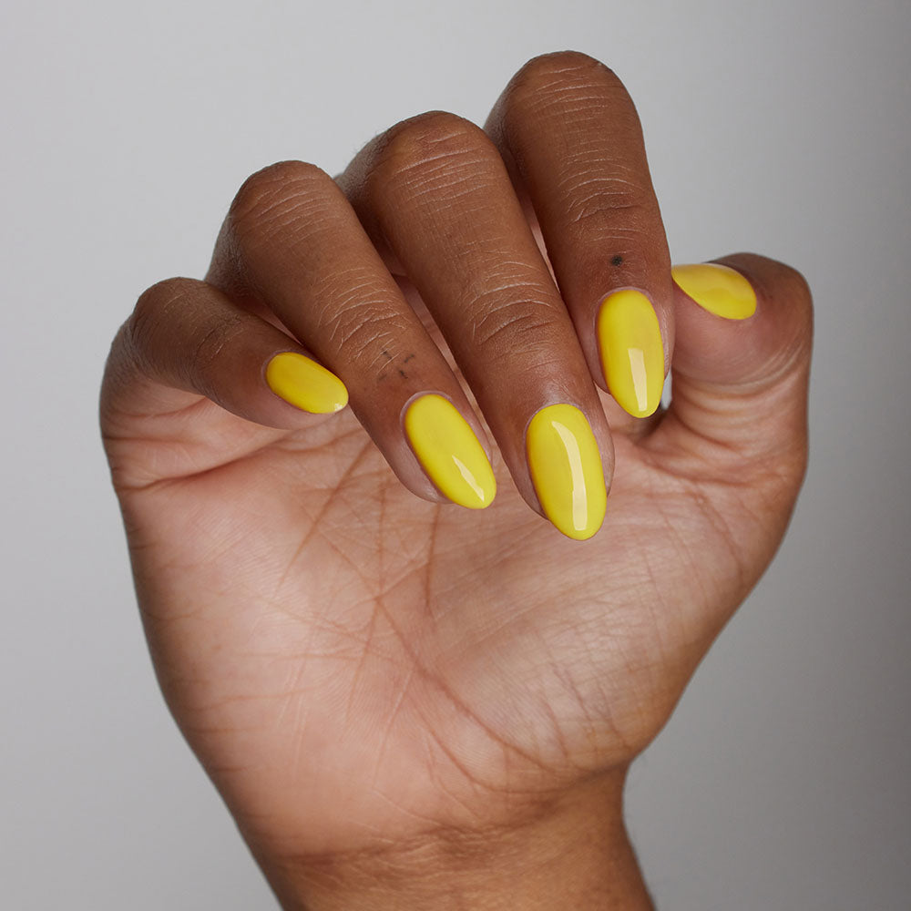 Gelous Chin Up Buttercup gel nail polish - photographed in New Zealand on model