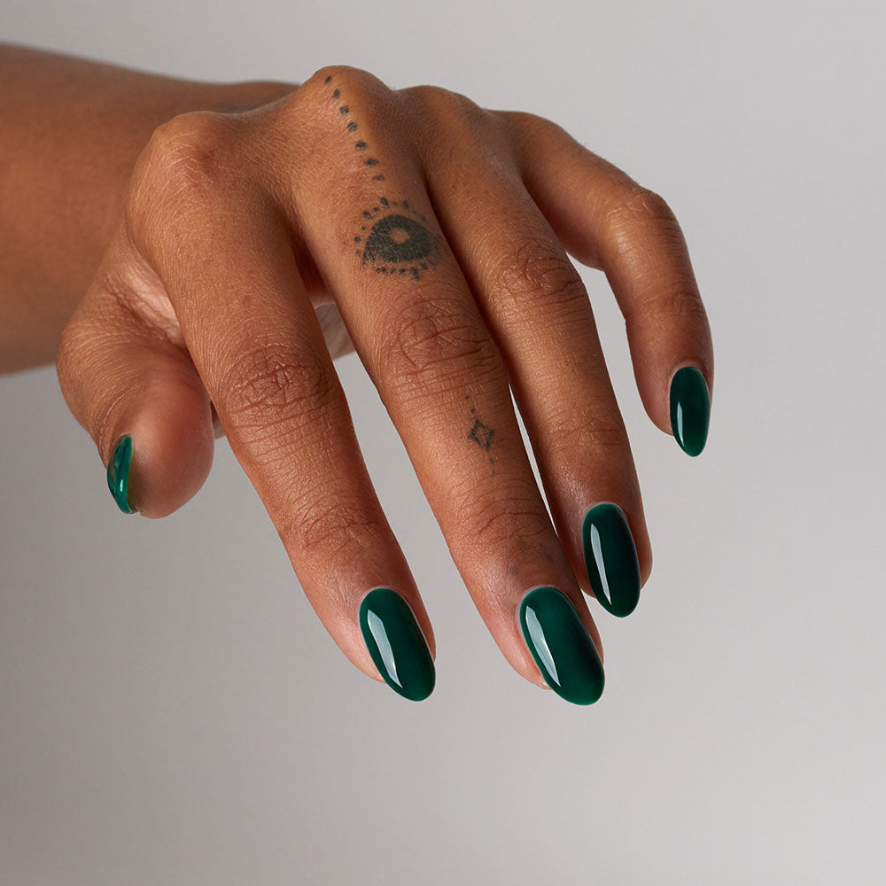 Gelous Darkest Forest gel nail polish - photographed in New Zealand on model