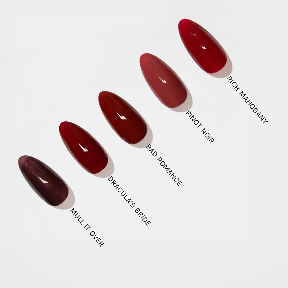 Gelous Dracula's Bride gel nail polish comparison - photographed in New Zealand
