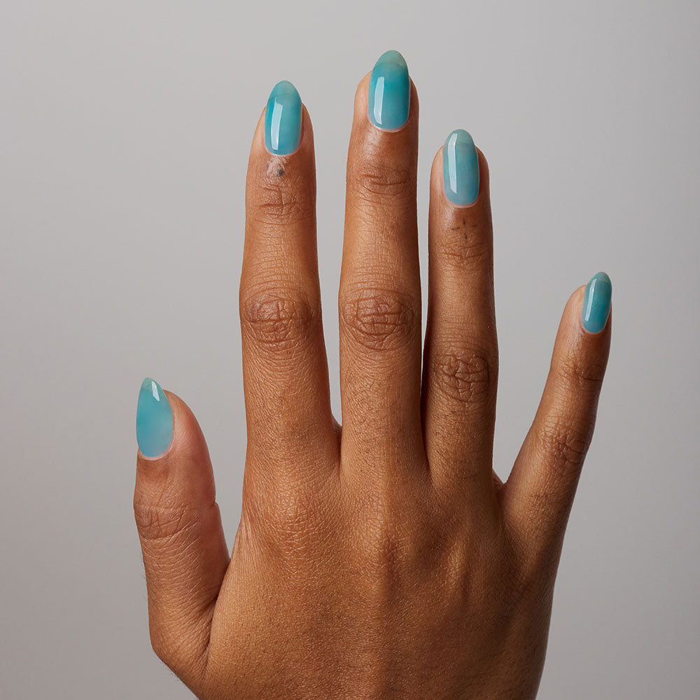 Gelous Blue Jelly gel nail polish - photographed in New Zealand on model