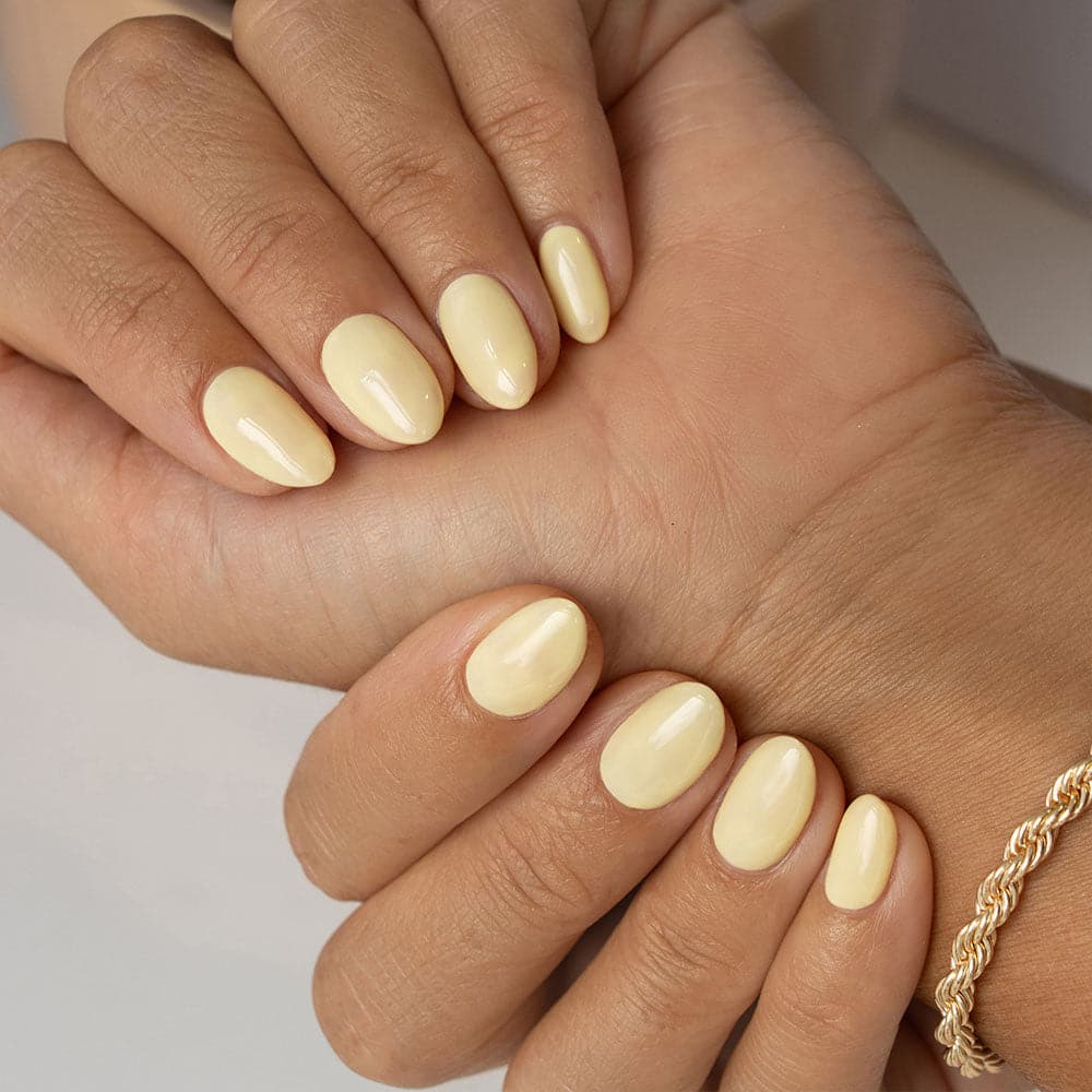 Gelous Lemon Sorbet gel nail polish swatch - photographed in New Zealand