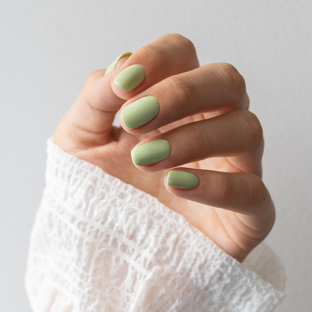 Gelous Matcha gel nail polish - photographed in New Zealand on model