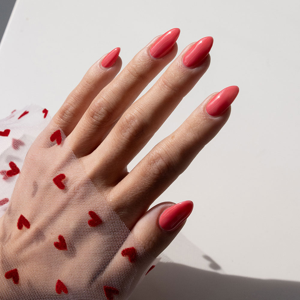 Gelous One in a Melon gel nail polish swatch - photographed in New Zealand