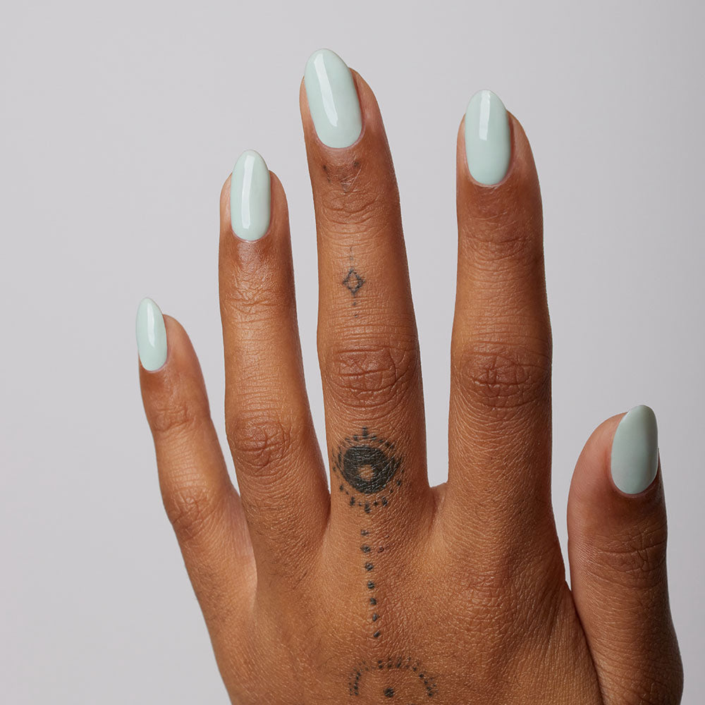 Gelous Pistachio gel nail polish - photographed in New Zealand on model