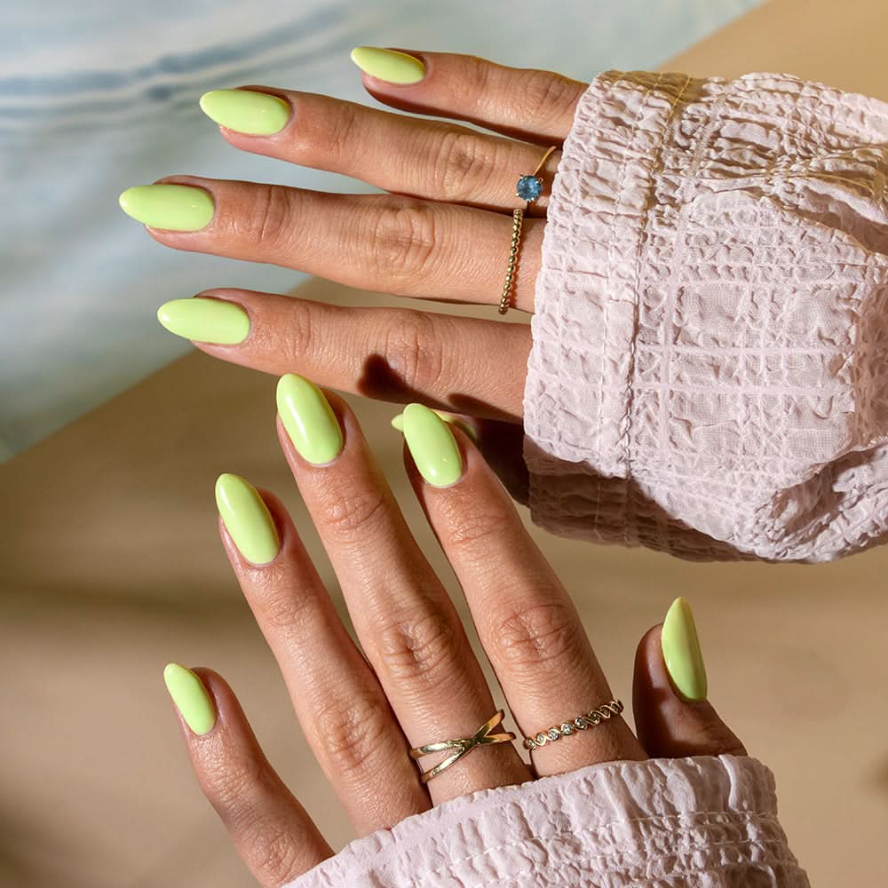Gelous Read Between the Limes gel nail polish - photographed in New Zealand on model