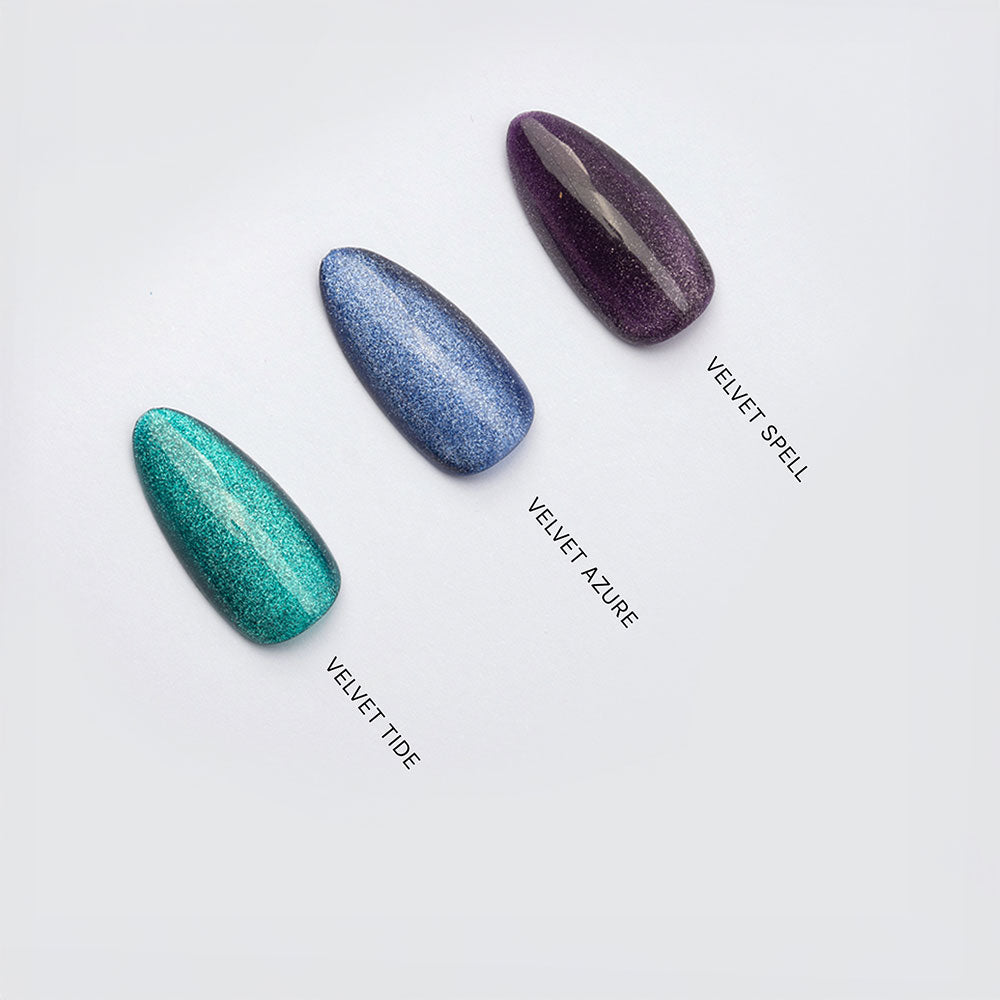 Gelous Velvet Azure gel nail polish comparison - photographed in New Zealand