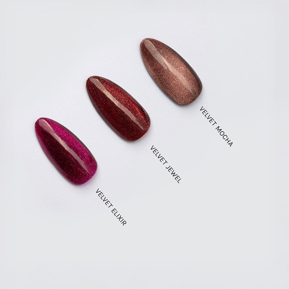 Gelous Velvet Jewel gel nail polish comparison - photographed in New Zealand