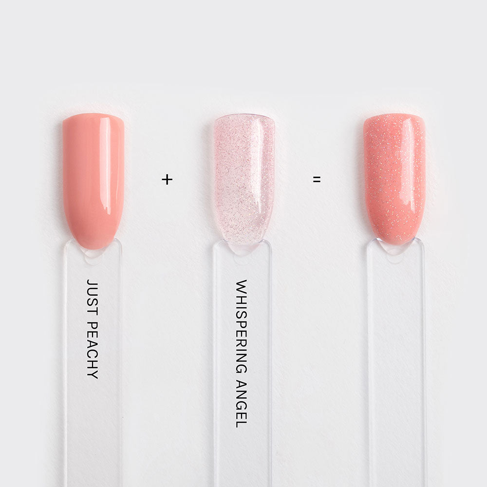 Gelous Whispering Angel & Just Peachy layered gel nail polish swatches - photographed in New Zealand