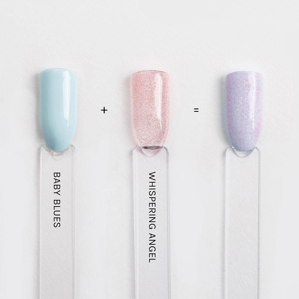 Gelous Whispering Angel & Baby Blues layered gel nail polish swatches - photographed in New Zealand