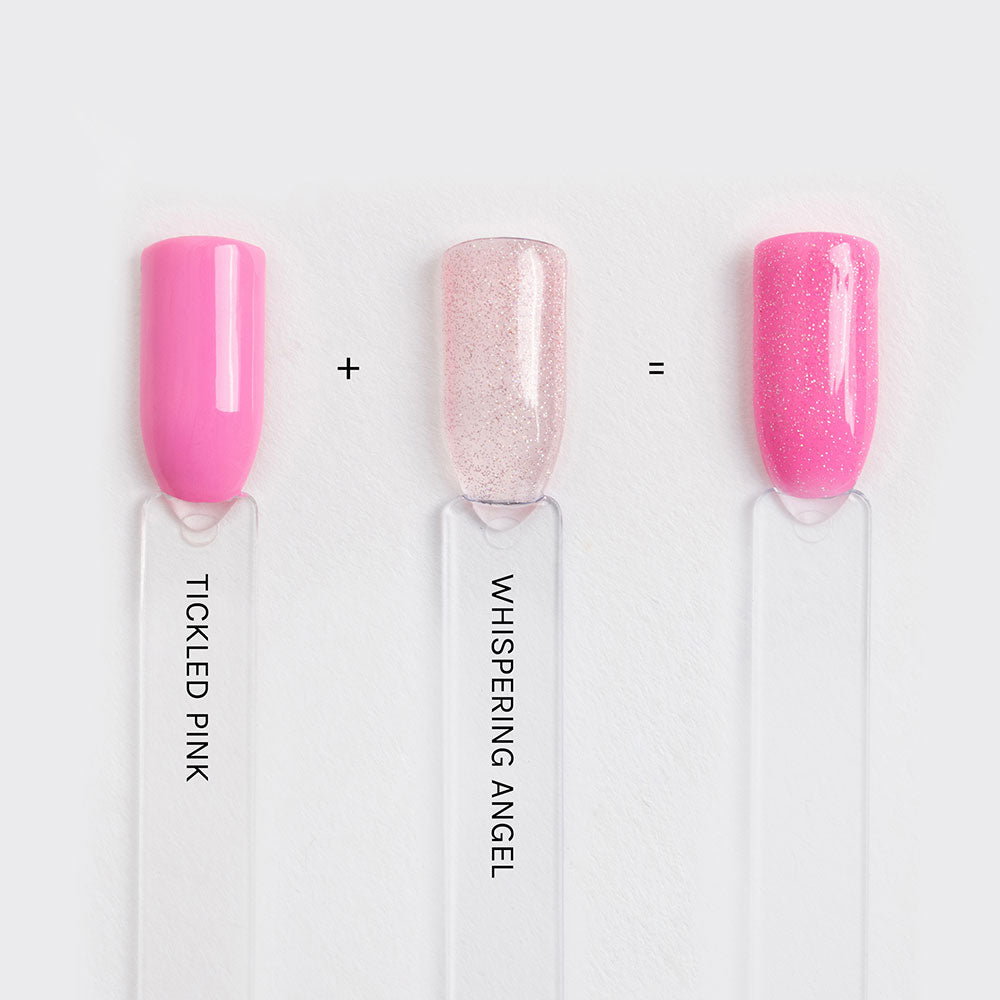 Gelous Whispering Angel & Tickled Pink layered gel nail polish swatches - photographed in New Zealand