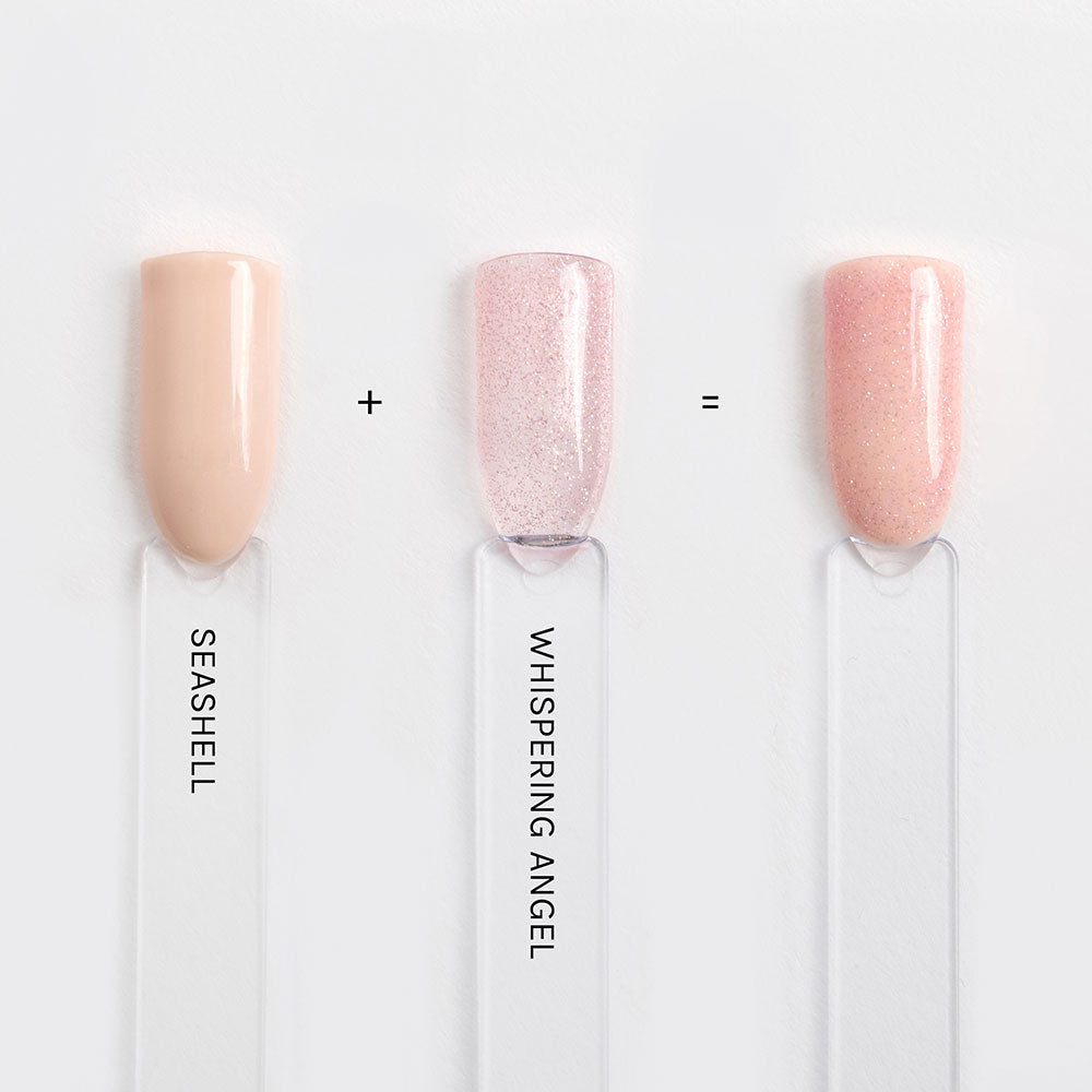 Gelous Whispering Angel & Seashell layered gel nail polish swatches - photographed in New Zealand