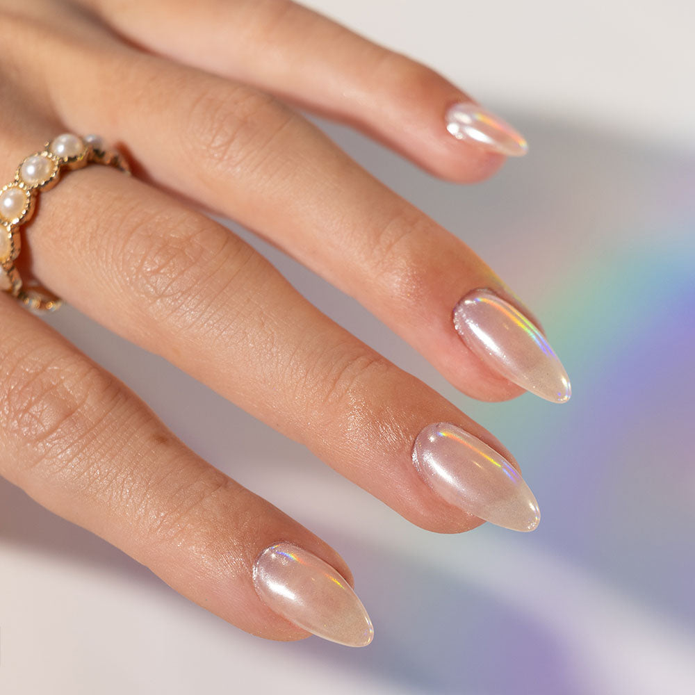 Gelous White Glaze Chrome Powder - photographed in New Zealand on model