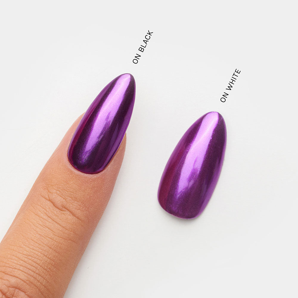Gelous Purple Mirror Chrome Powder swatch - photographed in New Zealand