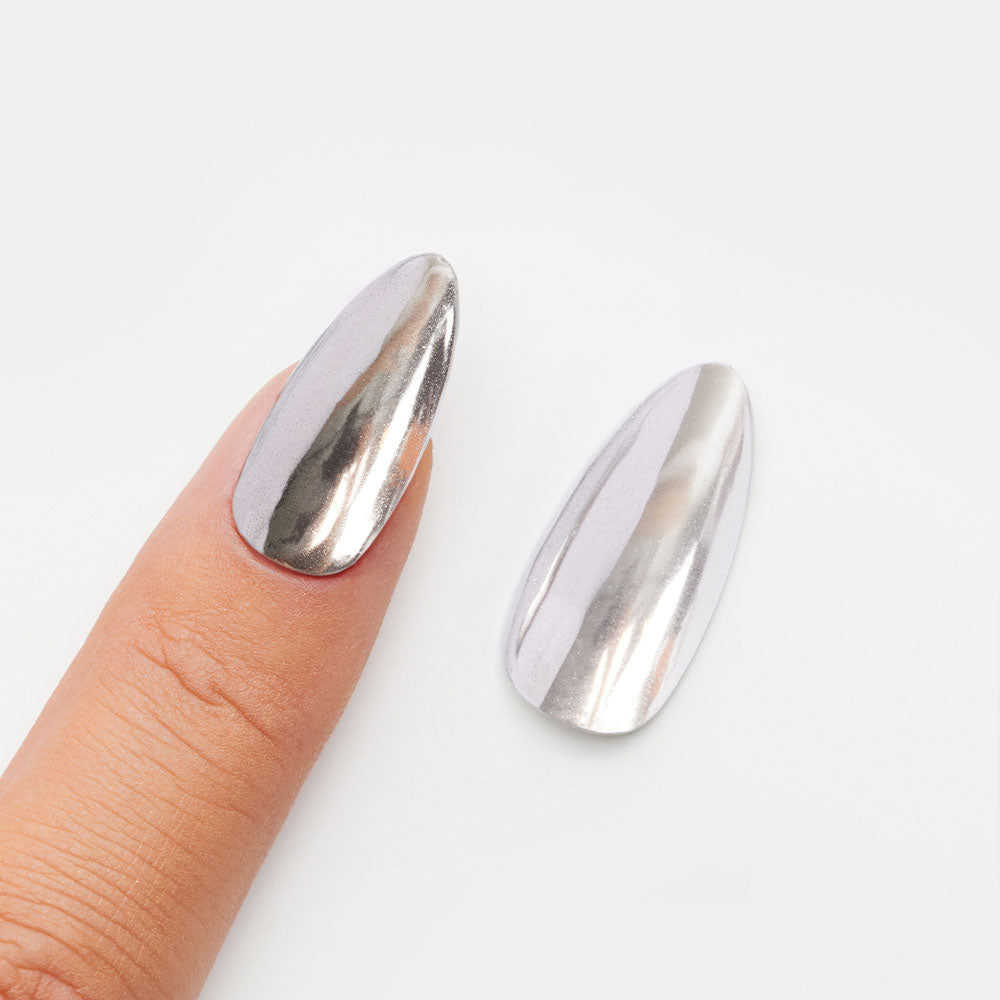 Gelous Silver Mirror Chrome Powder swatch - photographed in New Zealand