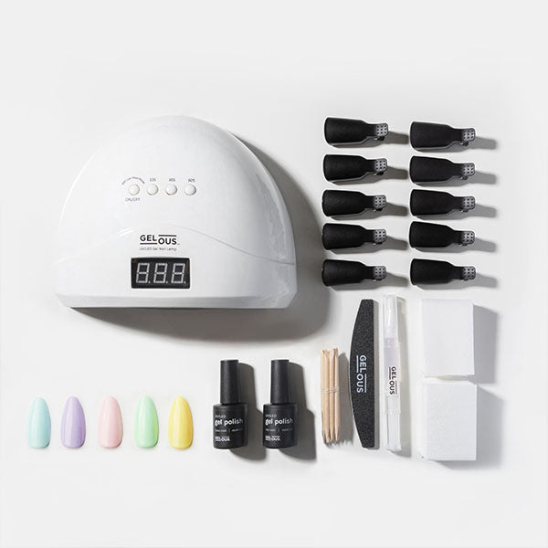 Gel manicure pastel starter kit flat lay - photographed in New Zealand