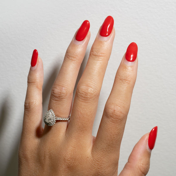 Gelous Red Sass gel nail polish after 3 weeks of growth - photographed in New Zealand on model