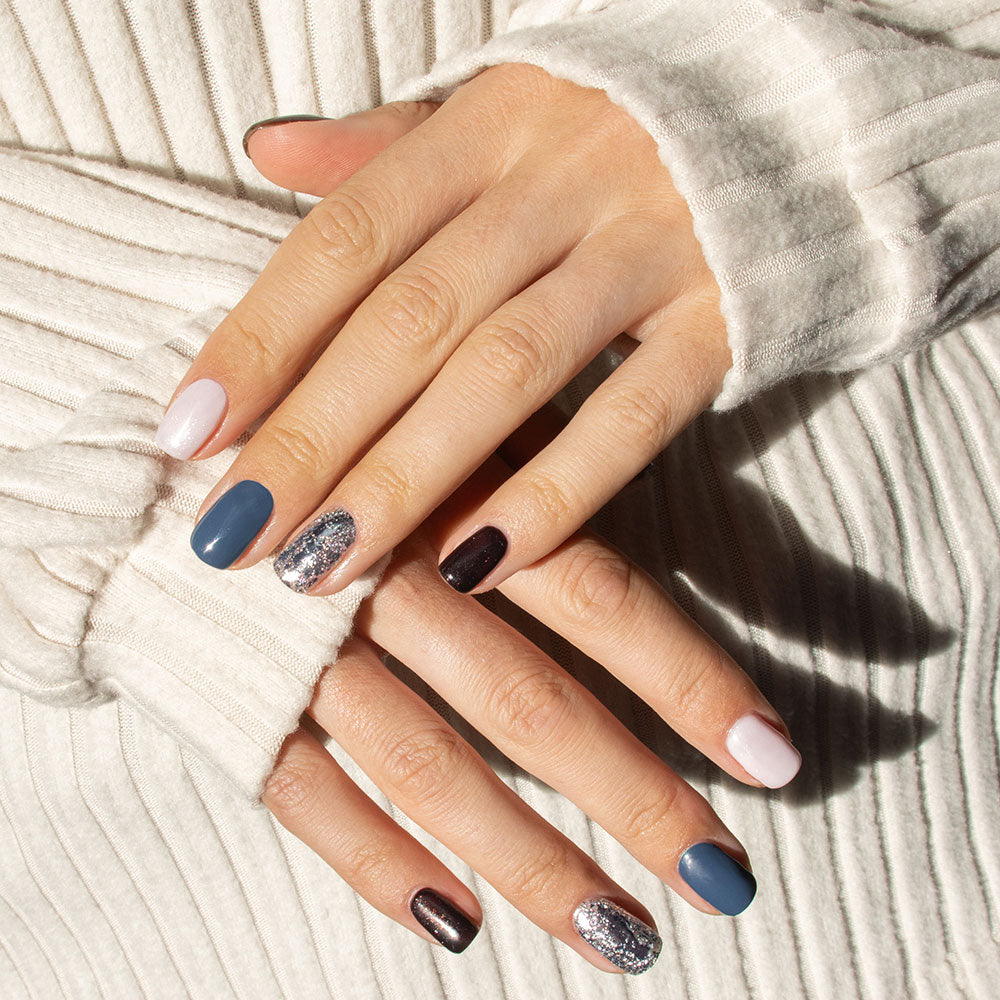 Gelous Silver Leaf Nail Art product photo - photographed in New Zealand on model