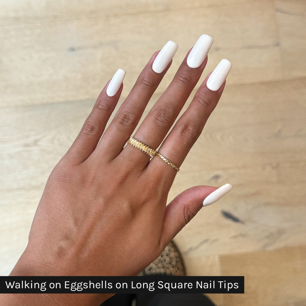 Gelous Long Square Nail Tips - photographed in New Zealand on model