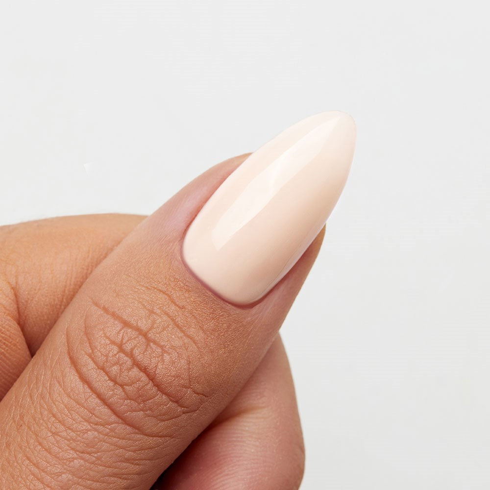 Gelous Milky Top Coat gel nail polish on model - photographed in New Zealand