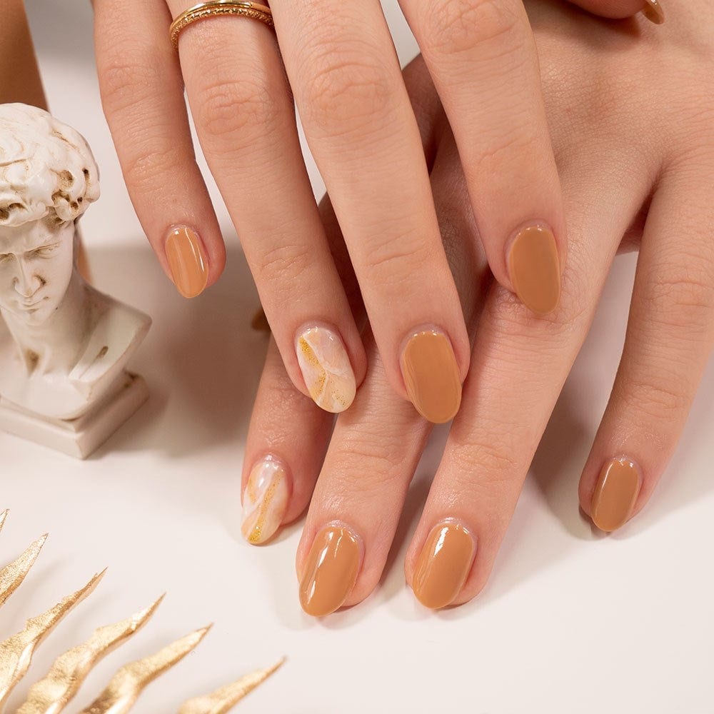 Gelous Blooming Gel and Sahara gel nail polish for marble nail art - photographed in New Zealand on model