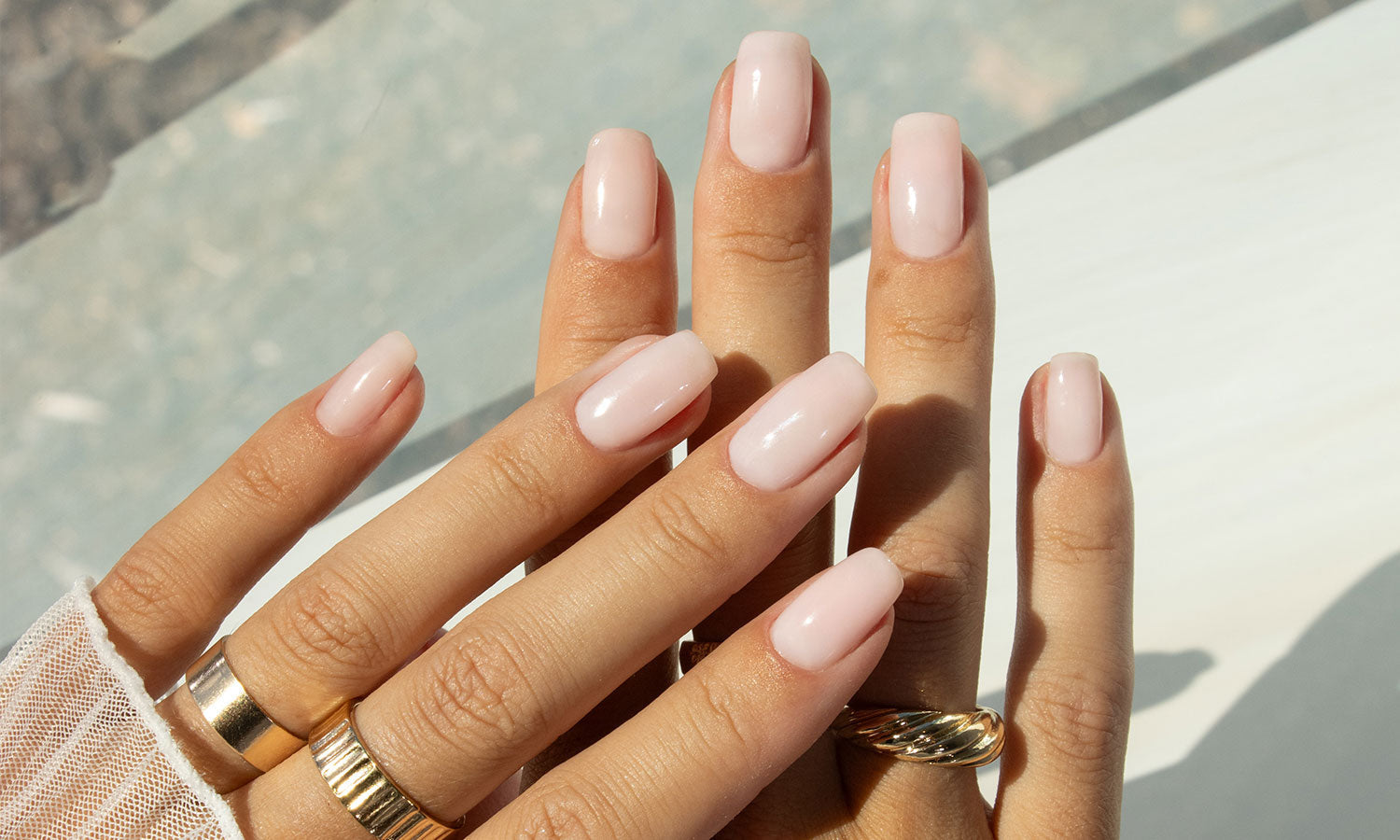 Gelous Milky Pink Builder Gel gel nail polish - photographed in New Zealand on model