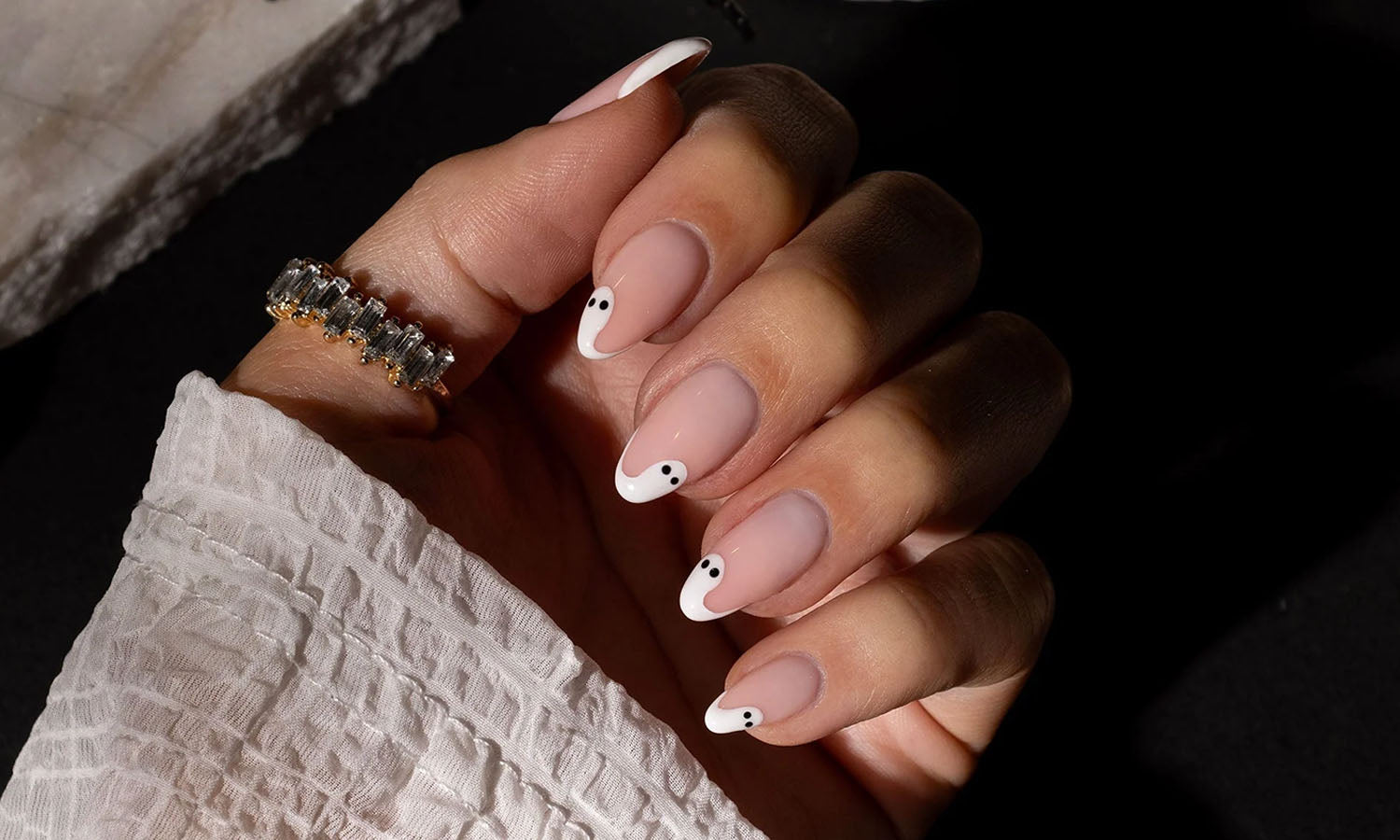 Gelous Ghost Tips Halloween Gel Nail Art - photographed in New Zealand on model