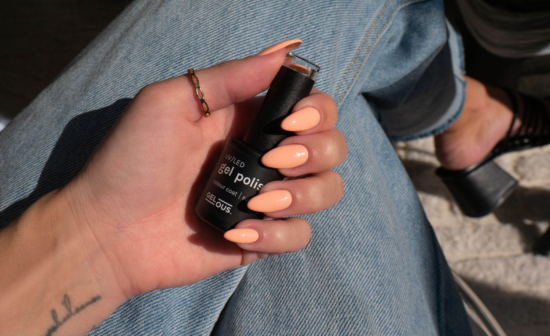 Gelous Peaches & Cream Gel Nail Polish - photographed in New Zealand on model