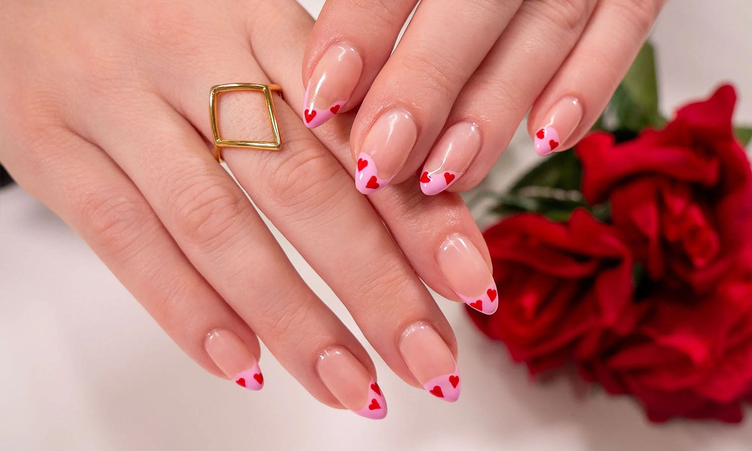 Gelous Heart Tips gel nail art - photographed in New Zealand on model