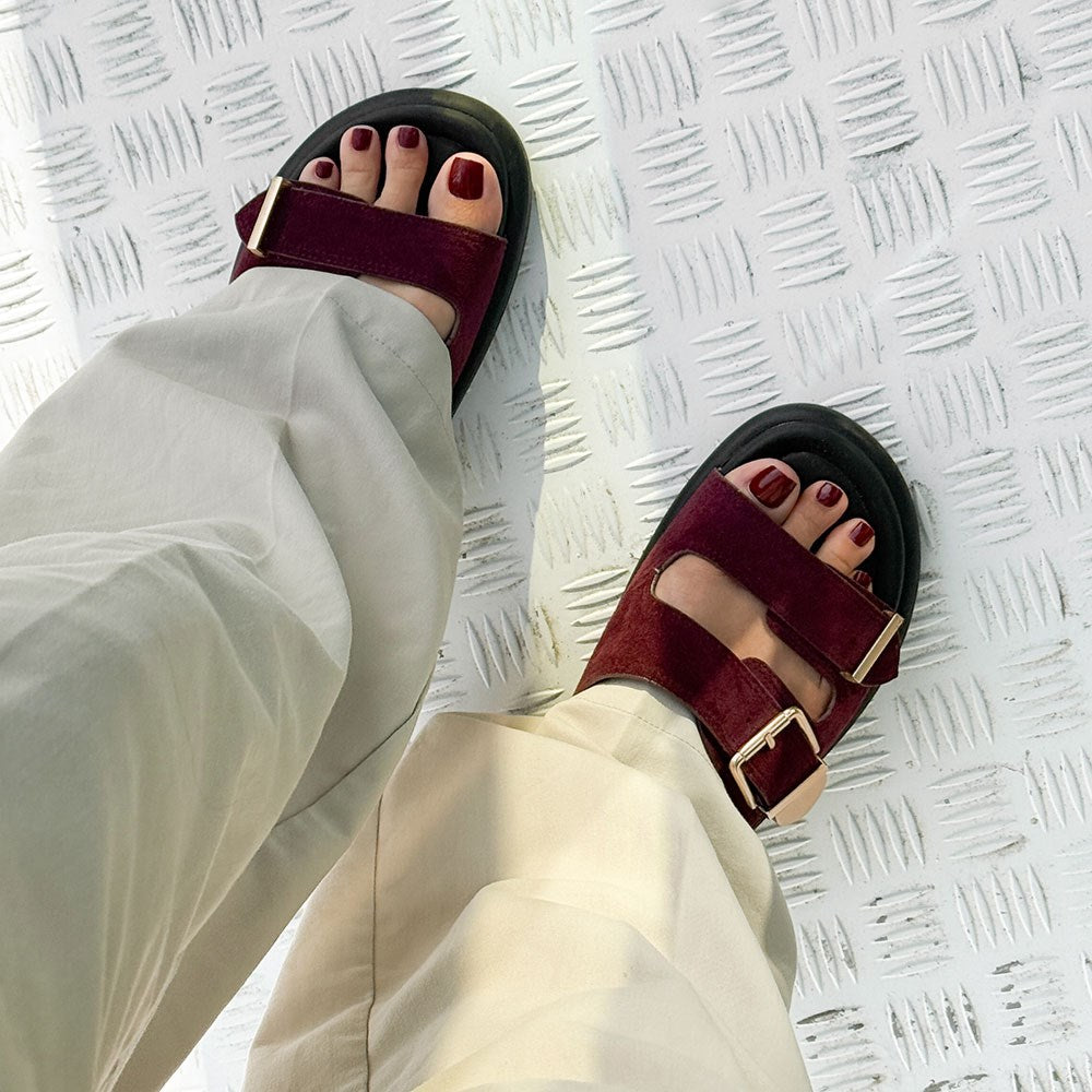 Gelous Dark Red 3-in-1 pedicure polish - photographed in New Zealand on model