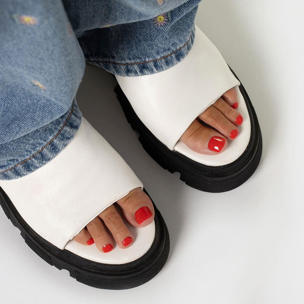 Gelous Red 3-in-1 pedicure polish - photographed in New Zealand on model