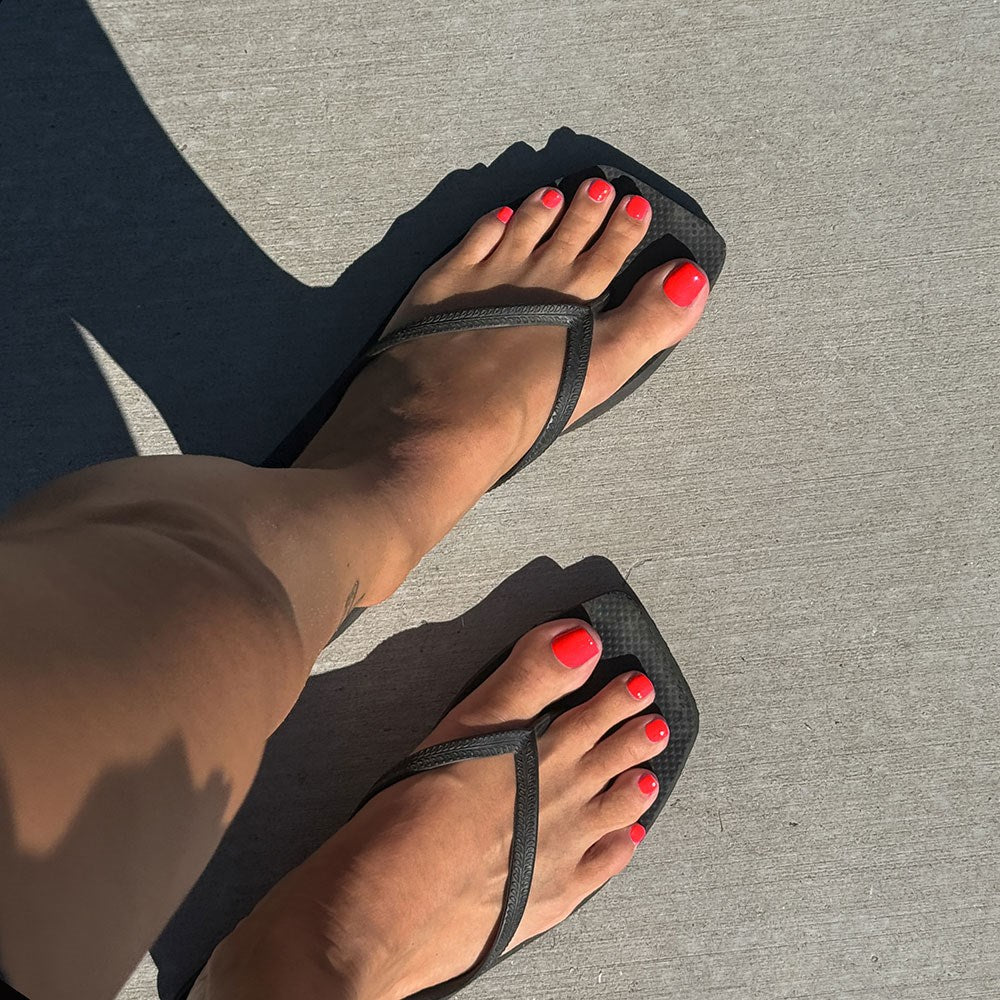 Gelous Red 3-in-1 pedicure polish - photographed in New Zealand on model